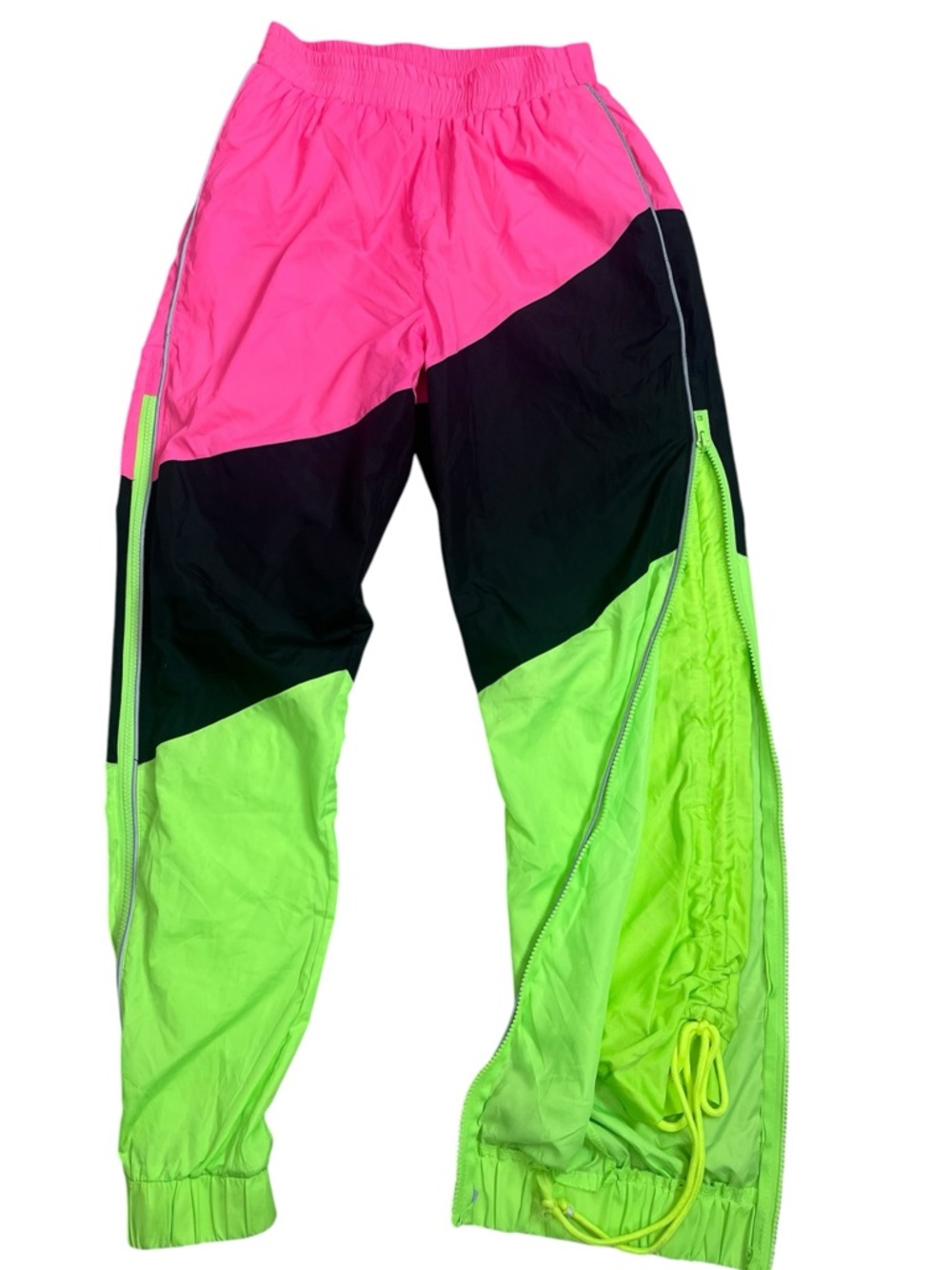 Retro Neon Colorblock Track Pants Joggers Womens Small Lined Y2K Athleisure NWT - Picture 2 of 11